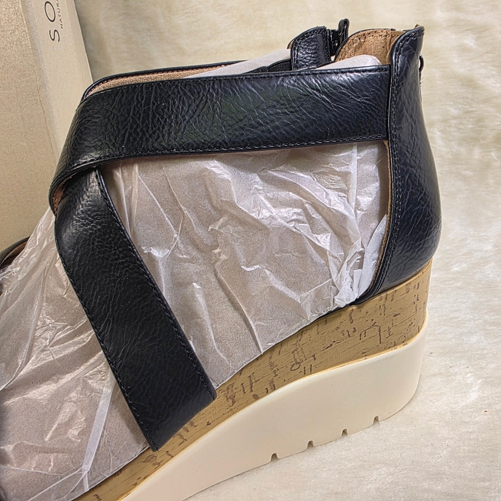 SOUL Naturalizer Goodtimes Wedge Sandals Black Lightweight  Womens 11 Wide NEW - Picture 3 of 9